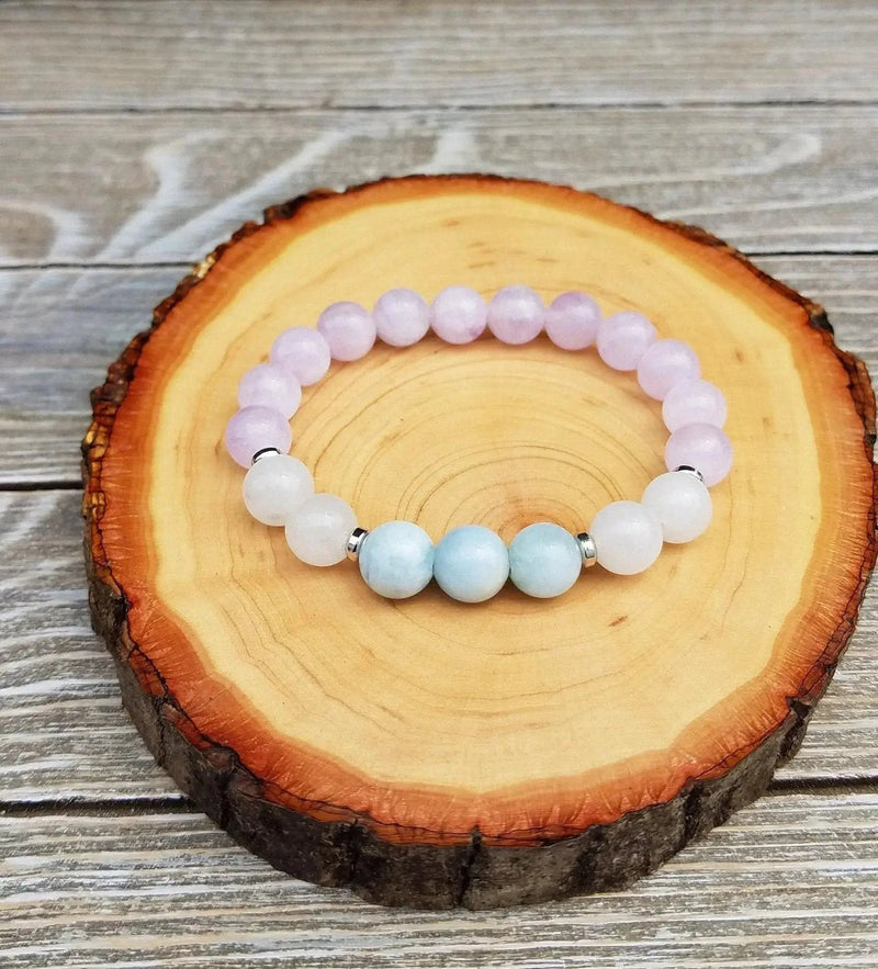 Discover Serenity with Brahmatells Meditation Bracelet – Lavender Amethyst & Aquamarine by Brahmatells