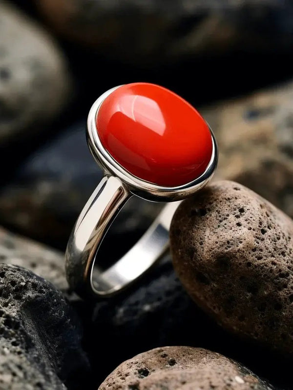 Egyptian Red Coral Capsule Ring | Brahmatells by Brahmatells