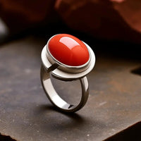 Egyptian Red Coral Capsule Ring | Brahmatells by Brahmatells