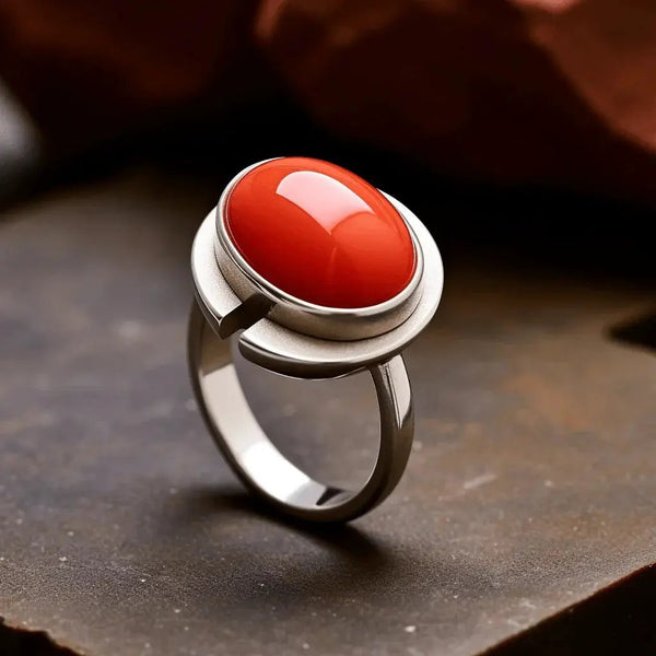Egyptian Red Coral Capsule Ring | Brahmatells by Brahmatells