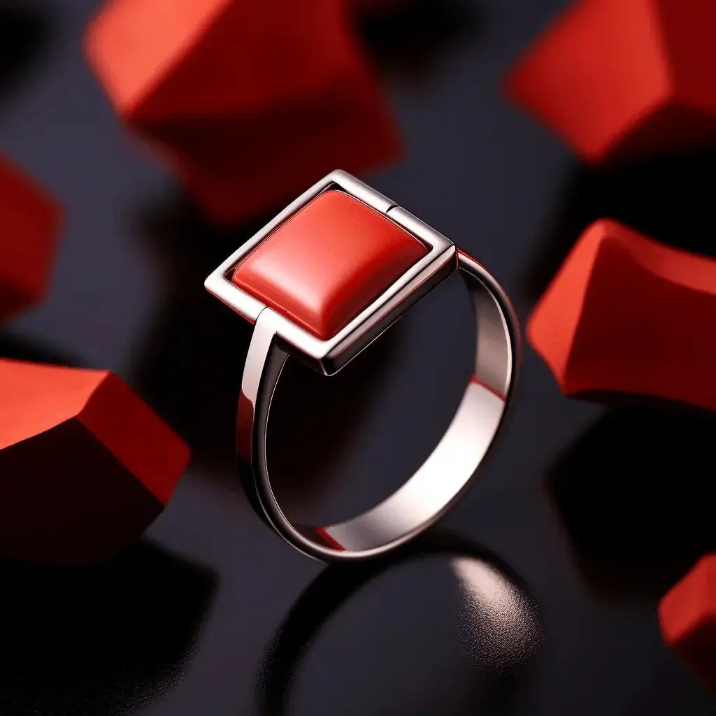 Egyptian Red Coral Square Ring - Mars Empowerment Jewel | Brahmatells by Brahmatells
