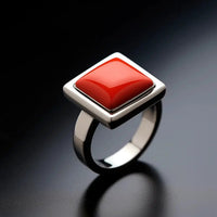 Egyptian Red Coral Square Ring - Mars Empowerment Jewel | Brahmatells by Brahmatells