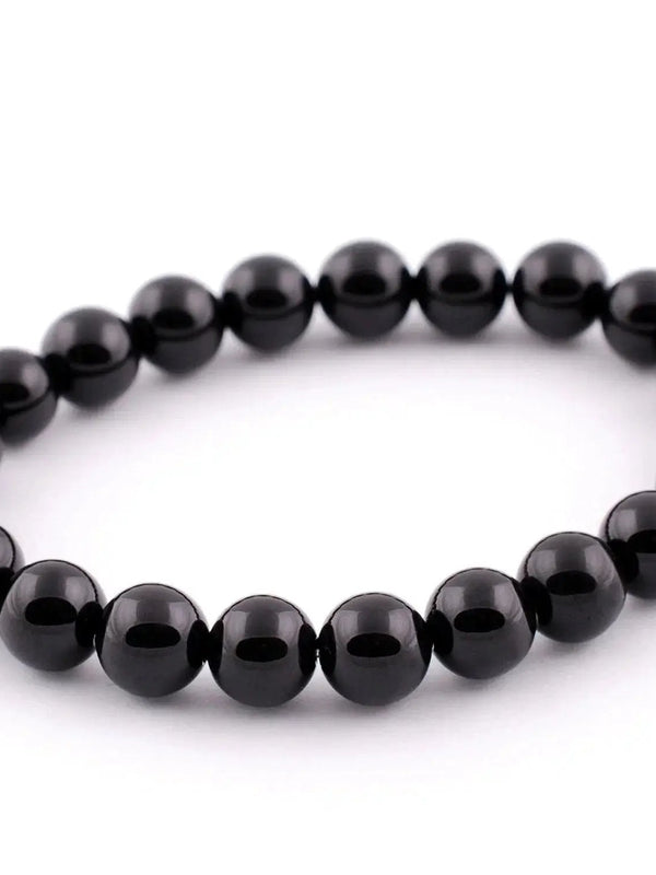 Elegant Black Agate Bracelet - 8mm Beads | Brahmatells by brahmatells
