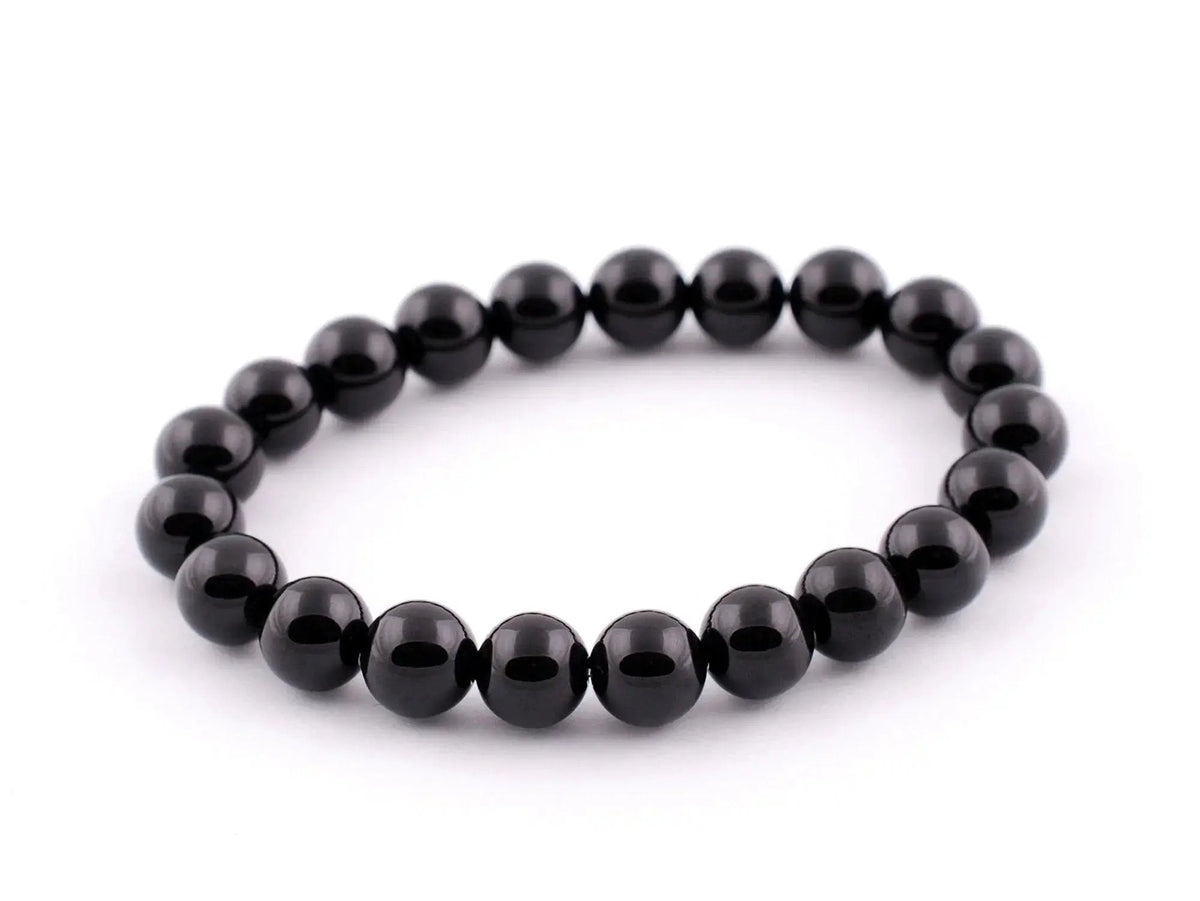 Elegant Black Agate Bracelet - 8mm Beads | Brahmatells by brahmatells
