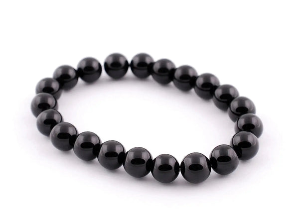 Elegant Black Agate Bracelet - 8mm Beads | Brahmatells by brahmatells