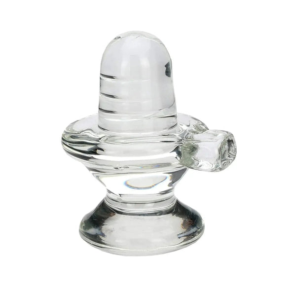 Elegant Glass Crystal Shivling - Compact Sacred Decor by Brahmatells
