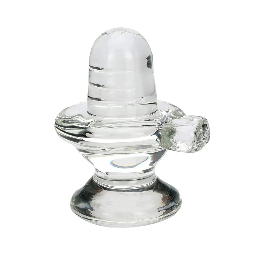 Elegant Glass Crystal Shivling - Compact Sacred Decor by Brahmatells
