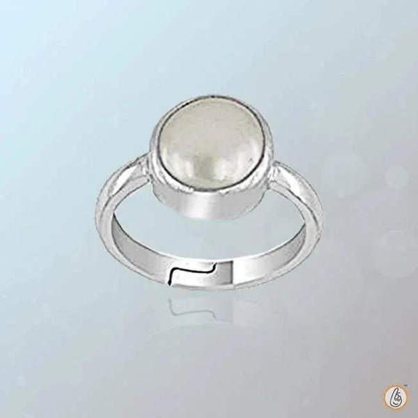Elegant Pearl White Ring in Silver - Lunar Elegance | Brahmatells by Brahmatells