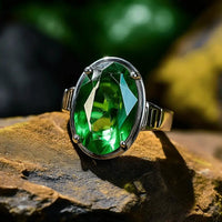 Emerald Oval-Dark-Green Ring in Silver - Mercury's Charm | Brahmatells by Brahmatells
