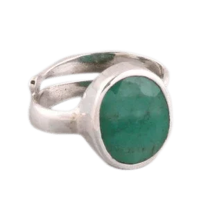 Emerald Oval-Dark-Green Ring in Silver - Mercury's Charm | Brahmatells by Brahmatells