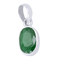 Emerald Oval Dark Green Silver Pendant - Panna's Grace | Brahmatells by Brahmatells