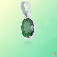 Emerald Oval Dark Green Silver Pendant - Panna's Grace | Brahmatells by Brahmatells