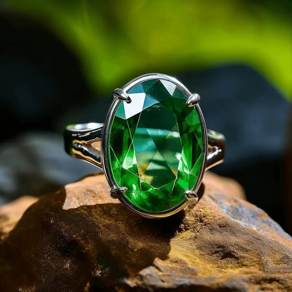 Emerald Oval-Intense Dark-Green Ring - Mercury's Gem | Brahmatells by Brahmatells