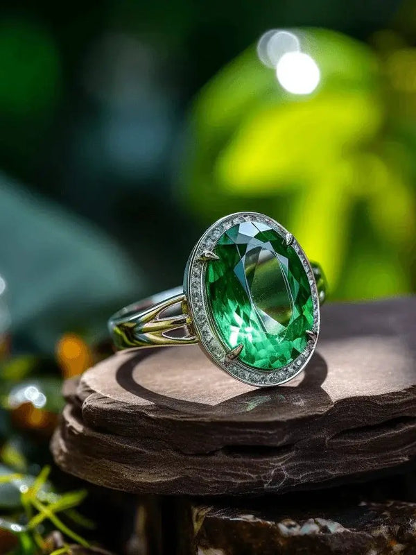Emerald Oval-Yellow-Green Ring - Mercury's Harmony | Brahmatells by Brahmatells