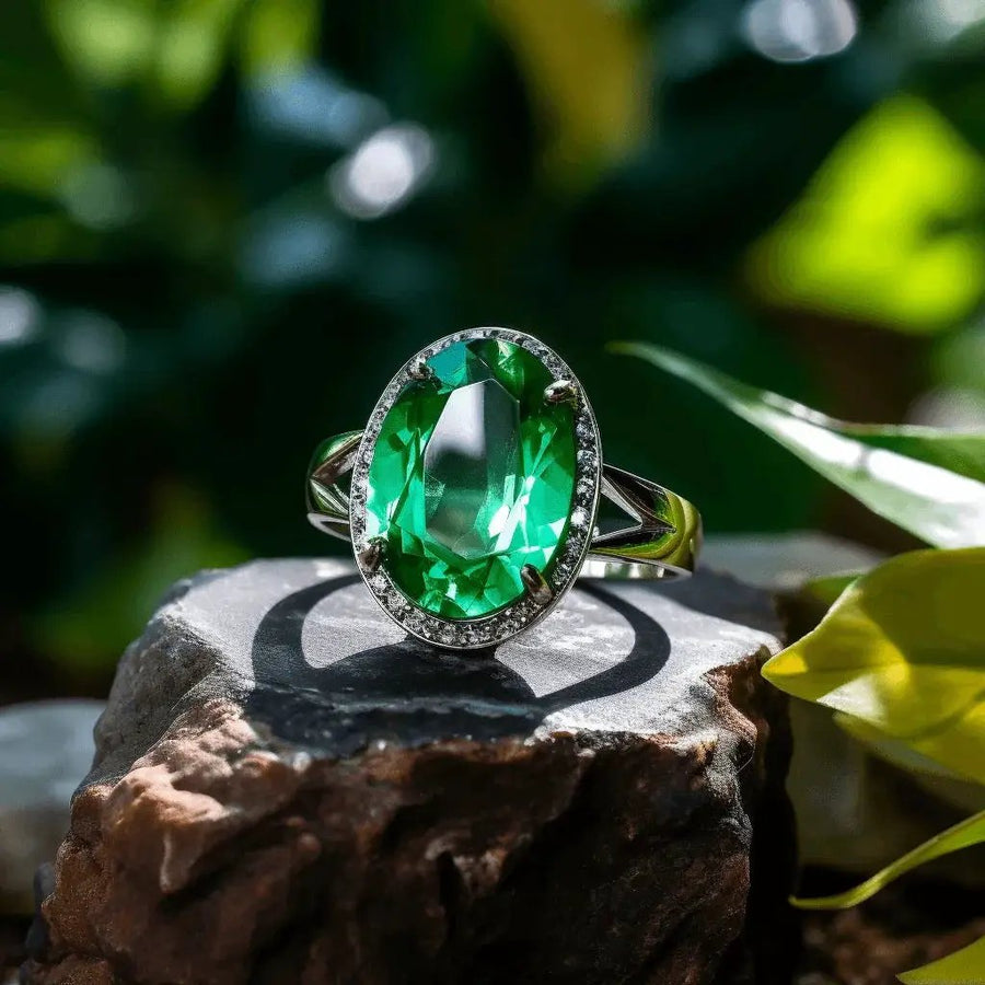 Emerald Oval-Yellow-Green Ring - Mercury's Harmony | Brahmatells by Brahmatells