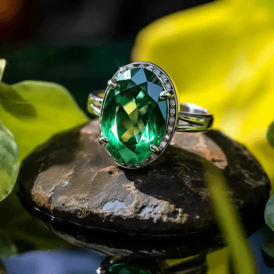 Emerald Oval-Yellow-Green Ring - Mercury's Harmony | Brahmatells by Brahmatells