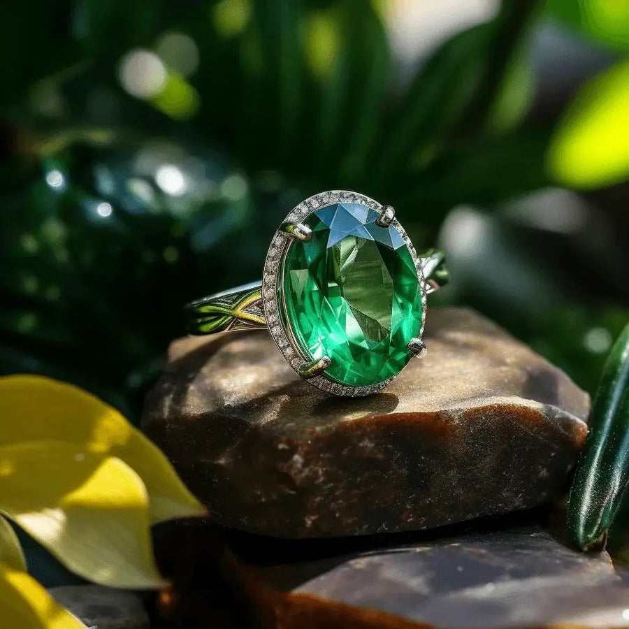 Emerald Oval-Yellow-Green Ring - Mercury's Harmony | Brahmatells by Brahmatells