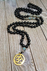 Empath Protection Prayer Mala - Black Tourmaline & Labradorite | Brahmatells by brahmatells