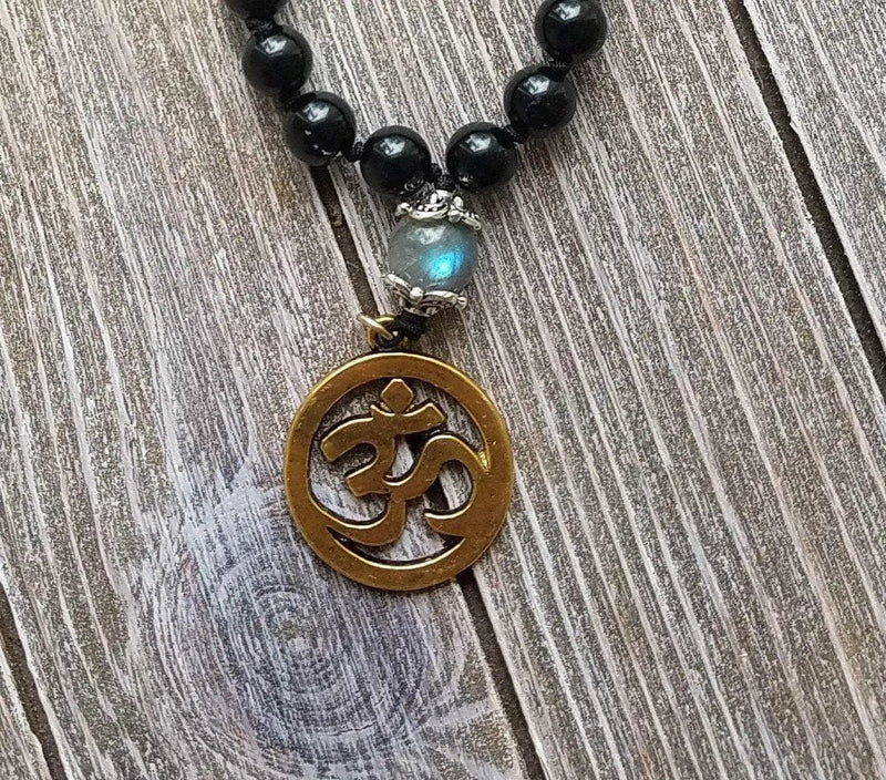 Empath Protection Prayer Mala - Black Tourmaline & Labradorite | Brahmatells by brahmatells