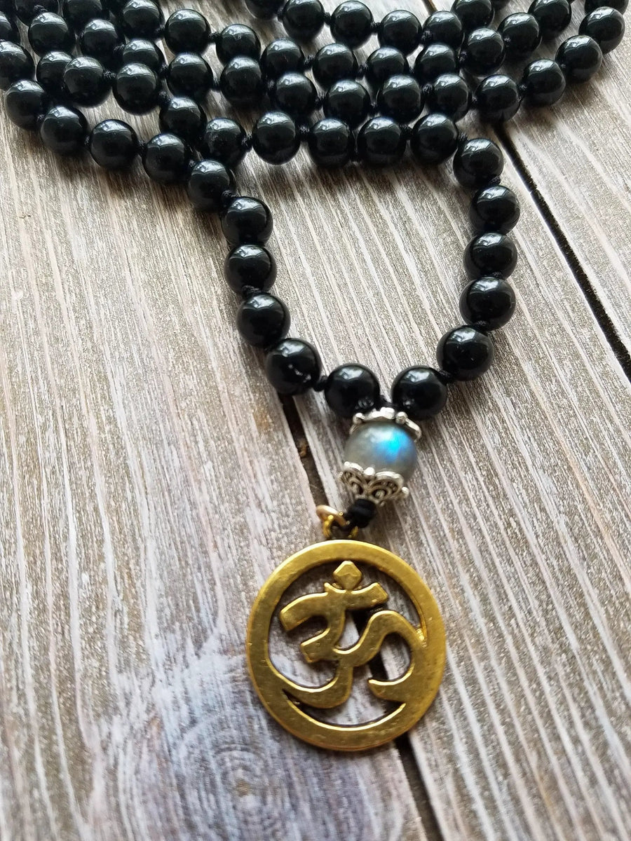 Empath Protection Prayer Mala - Black Tourmaline & Labradorite | Brahmatells by brahmatells