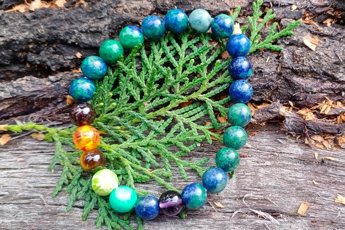 Energized Chrysocolla Buddha Bead Bracelet for Confidence & Communication | Brahmatells by Brahmatells