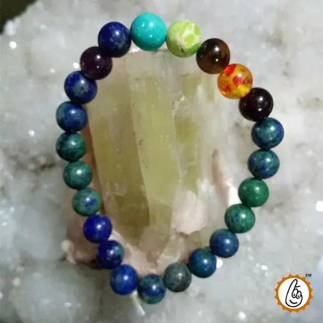 Energized Chrysocolla Buddha Bead Bracelet for Confidence & Communication | Brahmatells by Brahmatells