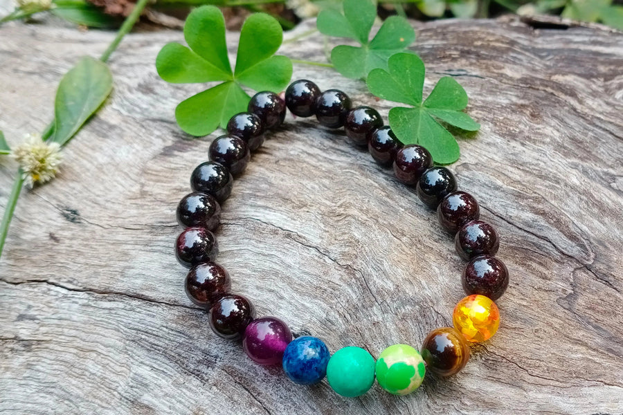 Energized Garnet & 7 Chakra Healing Bracelet | Brahmatells by Brahmatells