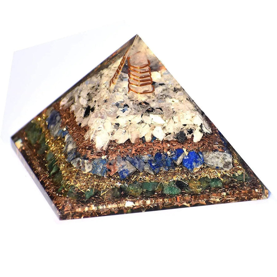 Energy Pyramid: Meditation & EMF Protection with Moonstone, Lapis & Jade by Brahmatells