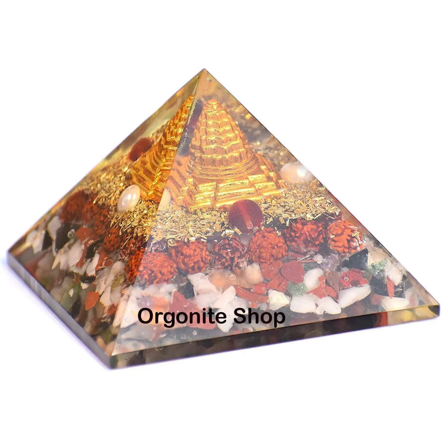 Energy Pyramid: Meditation & EMF Protection with Moonstone, Lapis & Jade by Brahmatells