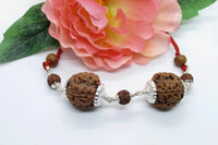 Gemini Zodiac 4 Mukhi Rudraksha Pendant with Dual Nepal Beads in Silver by Brahmatells by Brahmatells