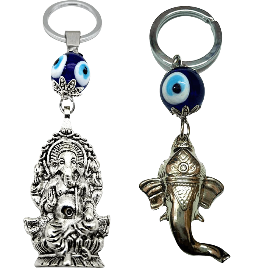 Evil Eye Ganesha Face Keyrings by Brahmatells