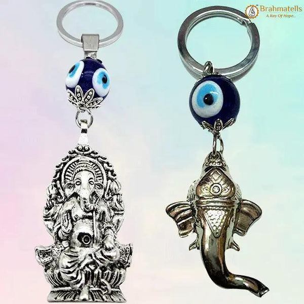 Evil Eye Ganesha Face Keyrings by Brahmatells