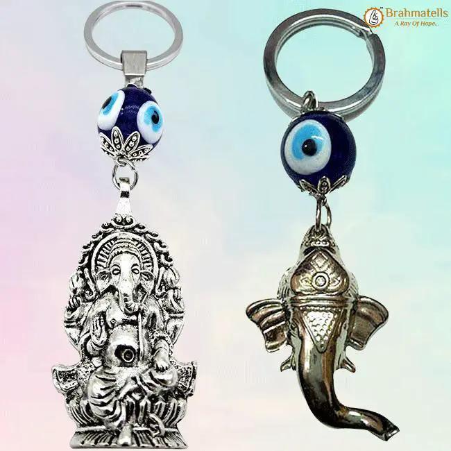 Evil Eye Ganesha Face Keyrings by Brahmatells