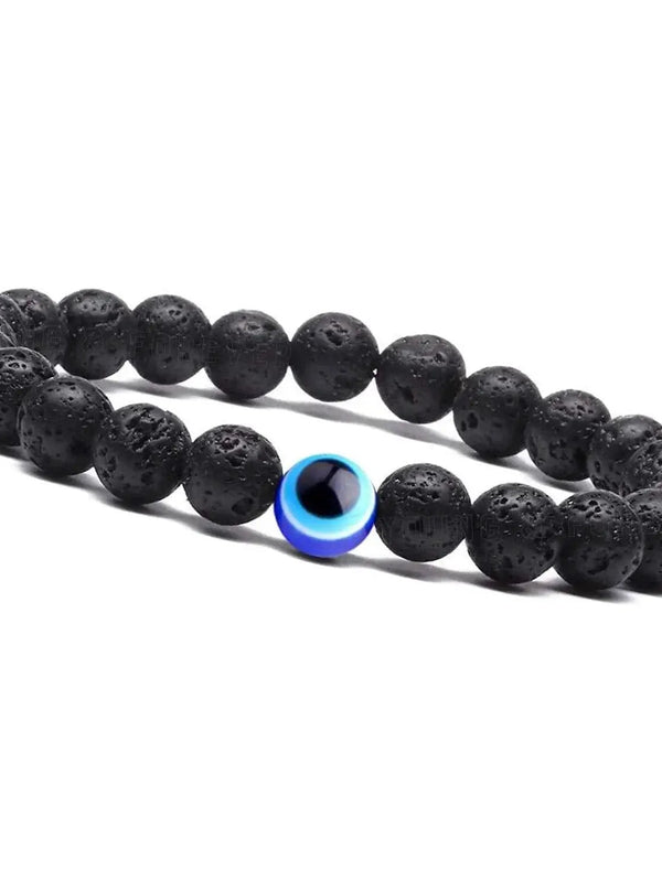 Evil Eye Lava Rock & Black Onyx Bracelet | Brahmatells Astro Collection by Brahmatells