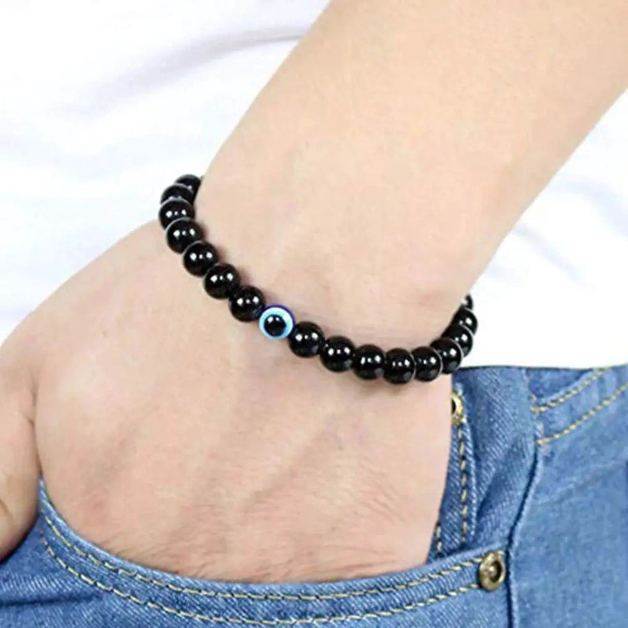 Evil Eye Lava Rock & Black Onyx Bracelet | Brahmatells Astro Collection by Brahmatells