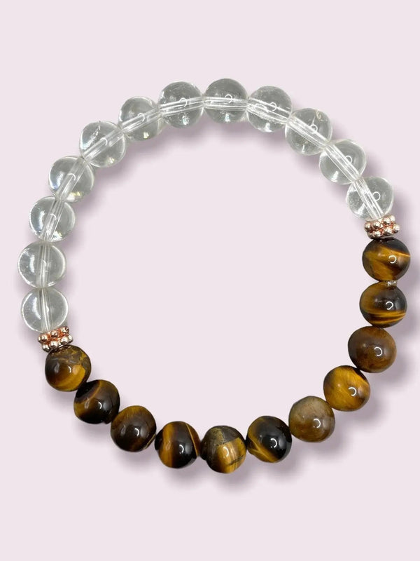 Eye of The Tiger Healing Bracelet | Clear Quartz & Tiger's Eye by Brahmatells