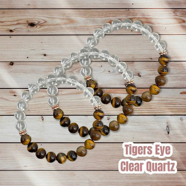 Eye of The Tiger Healing Bracelet | Clear Quartz & Tiger's Eye by Brahmatells