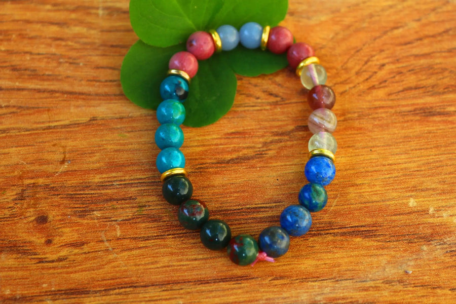 February Birthstone Bracelet - Lapis Lazuli & Ruby Zoisite Elegance - Brahmatells by Brahmatells