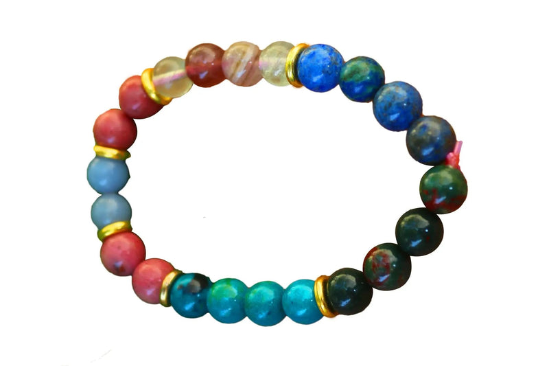 February Birthstone Bracelet - Lapis Lazuli & Ruby Zoisite Elegance - Brahmatells by Brahmatells