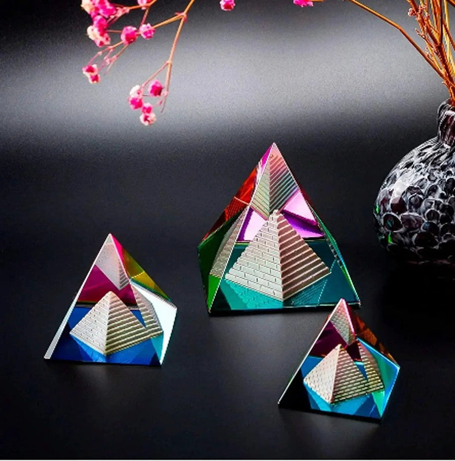 Feng Shui Crystal Pyramid for Positive Energy, Vastu Correction, Good Luck & Prosperity (Multicolor) by Brahmatells