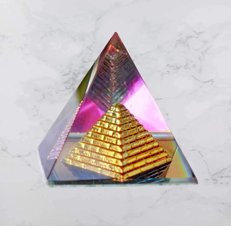 Feng Shui Crystal Pyramid for Positive Energy, Vastu Correction, Good Luck & Prosperity (Multicolor) by Brahmatells