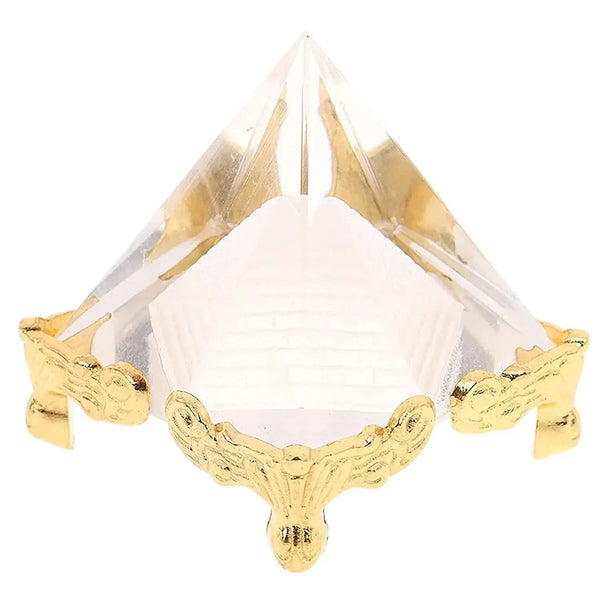 Feng Shui Crystal Pyramid on Golden Stand | Brahmatells by Brahmatells