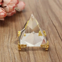Feng Shui Crystal Pyramid on Golden Stand | Brahmatells by Brahmatells