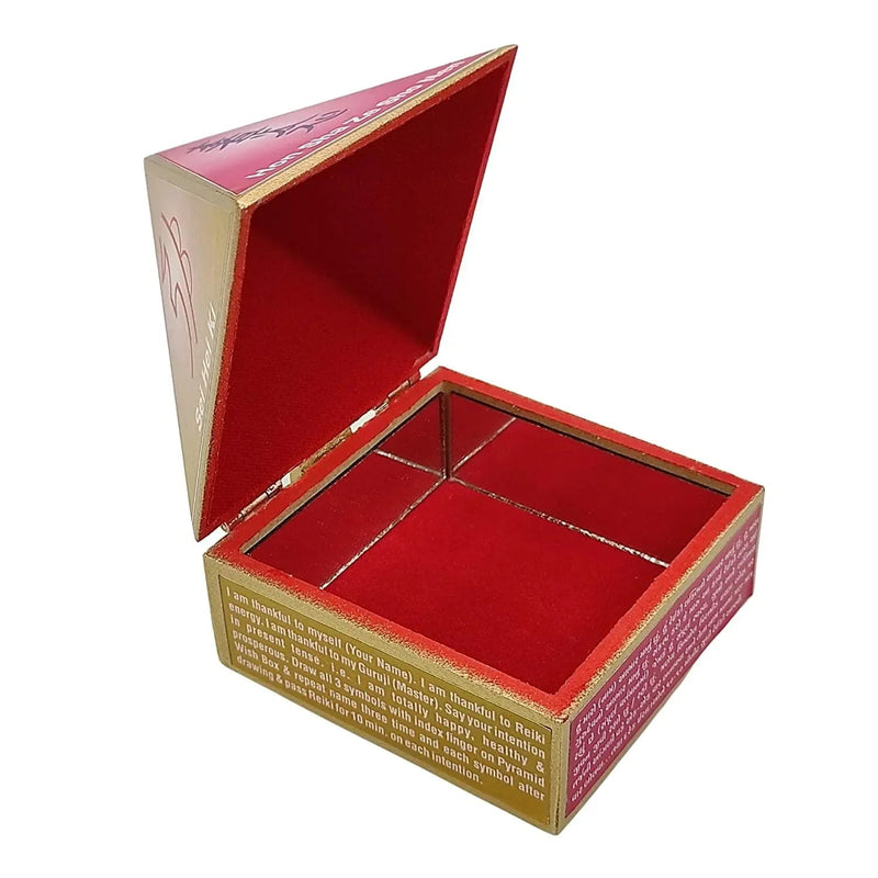 Fengshui Vastu Reiki Symbol Wooden Wish Box Cash Box Pyramid Storing Crystals by Brahmatells