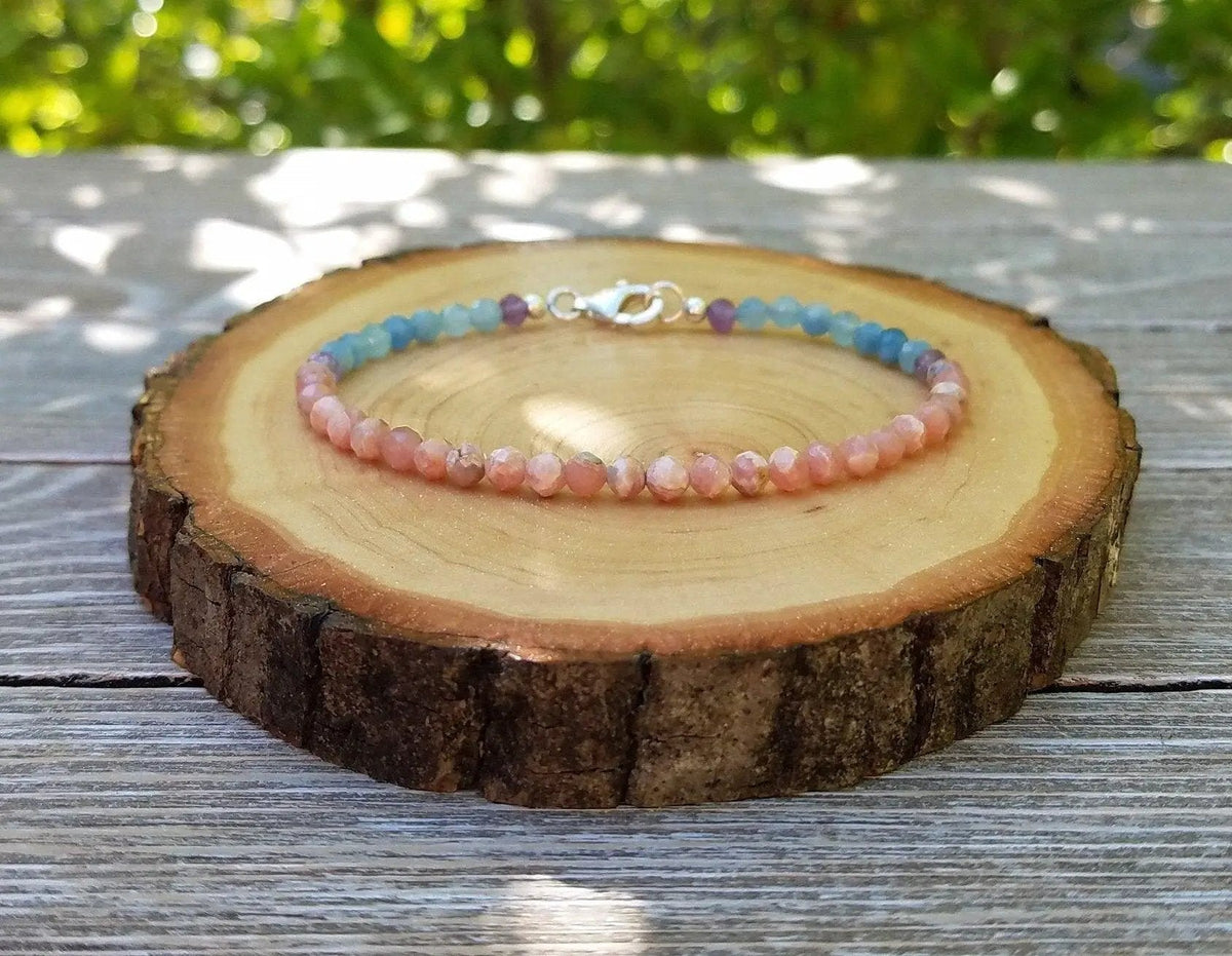 Fertility & Harmony Gemstone Bracelet - Rhodochrosite & Aquamarine | Brahmatells by Brahmatells