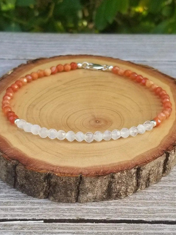 Fire Agate & Moonstone Bracelet for Vitality & Feminine Power | Brahmatells by Brahmatells