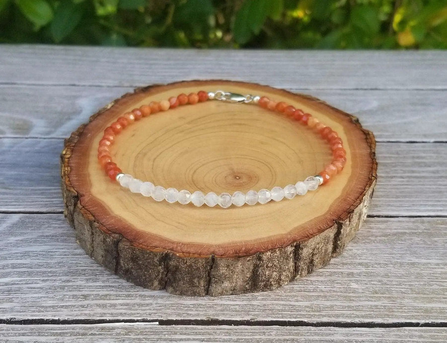 Fire Agate & Moonstone Bracelet for Vitality & Feminine Power | Brahmatells by Brahmatells