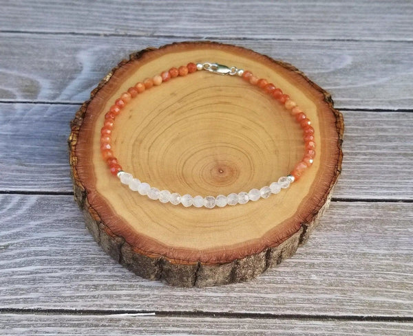 Fire Agate & Moonstone Bracelet for Vitality & Feminine Power | Brahmatells by Brahmatells