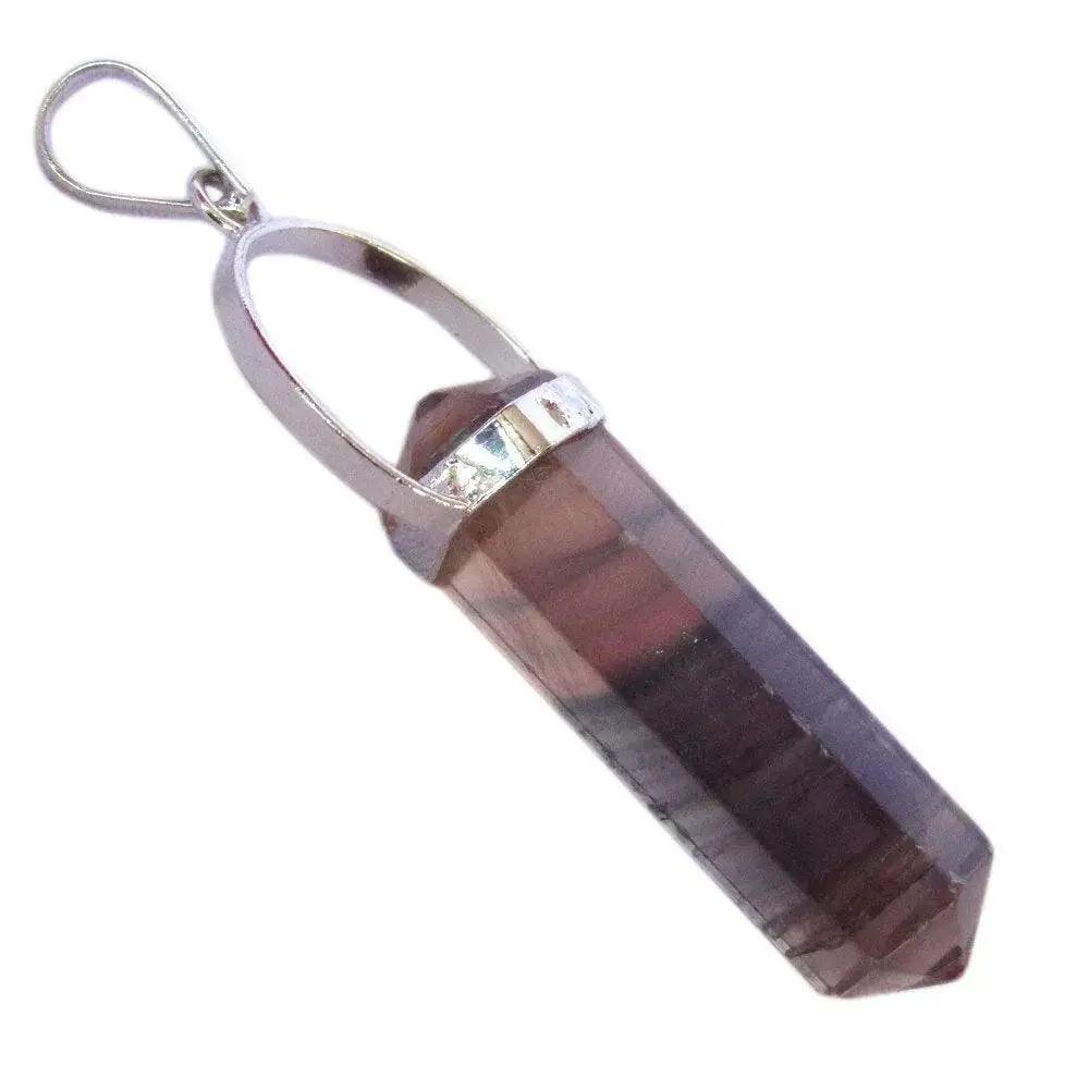 Fluorite Stone Double Point Pencil Pendant 2 Inch Without Chain . by brahmatells