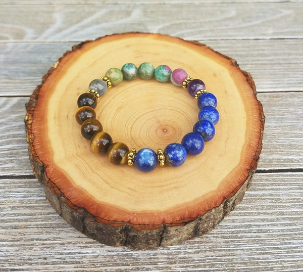 Focus & Willpower Bracelet: Ruby Zoisite & Labradorite - Brahmatells by Brahmatells